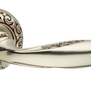 Fimet Drückergarnitur ANNA 177-250F aus Messing, BB – Buntbart – Französisches Silber antik