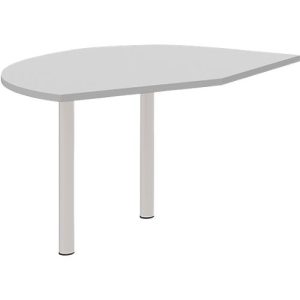 Ansatztisch links BARI, 2 Stützfuße, Form B, Bogen, B 1050 x T 1260 x H 680-820 mm, hellgrau