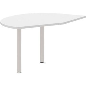 Ansatztisch links BARI, 2 Stützfuße, Form B, Bogen, B 1050 x T 1260 x H 680-820 mm, weiß