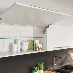 Häfele Hochklappbeschlag FREE SPACE 6.15 für Korpushöhe 350 – 650 mm, G – schwarz