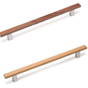 Viefe Möbelgriff ARA aus Holz und Aluminium, Walnuss – BA 160 mm