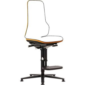 Arbeitsstuhl bimos NEON, Permanentkontakt, Grundmodell ohne Polsterelement, Gleiter + Aufstieg, Flexband orange