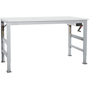 Arbeitstisch Ergo K, m. Kurbel, 1000 x 800 mm, Tischplatte Kunststoff, alusilber