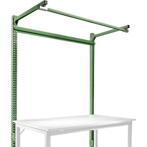 Aufbauportal m. Ausleger, Grundtisch STANDARD Arbeitstisch/Werkbank UNIVERSAL/PROFI, 1500 mm, resedagrün