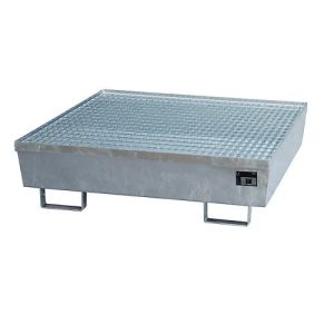 Auffangwanne BAUER AM-4/A, mit Gitterrost, Stahl, 245 l, B 1200 x T 1200 x H 335 mm, verzinkt
