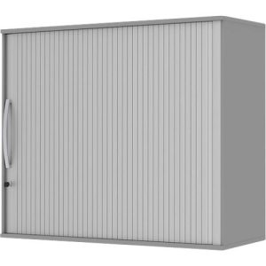 Aufsatz-Rollladenschrank BARI, 4 Böden, Mitteltrennwand, Schloss, H 1057 mm, mittelgrau