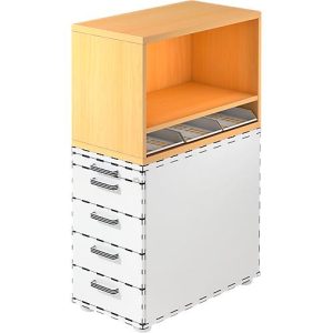 Aufsatzregal , für Standcontainer, 1 Fachboden, Ahorn-Dekor