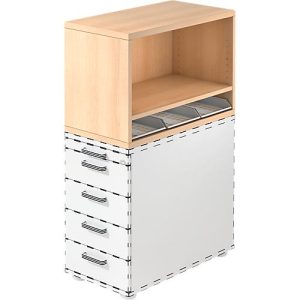 Aufsatzregal , für Standcontainer, 1 Fachboden, Eiche-Dekor