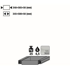 Auszugswanne Standard für asecos Sicherheitsschränke der Q30, Q90 und S90 Serie, Stahlblech, lichtgrau, B 348 x T 505 x H 50 mm, 4,5 l, bis 25 kg