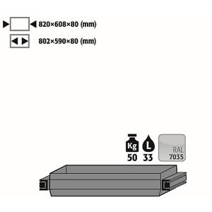 Auszugswanne Stawa-R für asecos Sicherheitsschränke der UB90 Serie, Stahlblech, lichtgrau, B 820 x T 608 x H 91 mm, 33 l, bis 60 kg