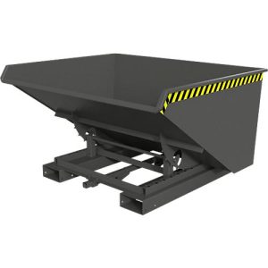 Automatischer Kippbehälter Bauer Typ 4A 900, 3 Entriegelungspunkte, Abrollsystem, Inhalt 0,9 m³, bis 1000 kg, mausgrau RAL 7005