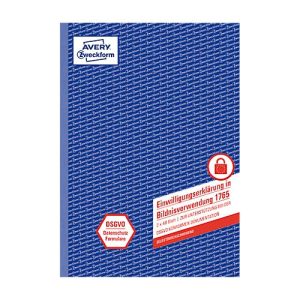 Avery Zweckform Einwilligung i.d. Bildnisverwendung, A4, selbstdurchschreibend, 2×40 Blatt