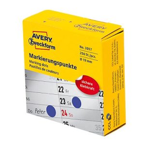 Avery Zweckform Markierungspunkte Spenderbox, permanent haftend, Dm. 19 mm, blau