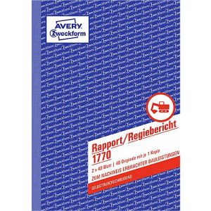 Avery Zweckform Rapport/Regiebericht Nr. 1770 Avery Zweckform Rapport/Regiebericht Nr. 1770