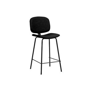 Barhocker Vintage, mit Lehne, Stahlbeine, Sitzhöhe 760 mm, 2 Stk., B 430 x T 510 x H 1080 mm, Kunstleder, schwarz