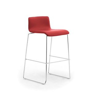Barhocker Zerosedici, stapelbar, Gestell chrom, Bezug rot, 2 Stück