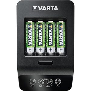Batterieladegerät Varta LCD Smart Charger, für 4 x Mignon AA/Micro AAA & 1 x USB, 2 Modi, LCD-Anzeige, inkl. 4 Akkus