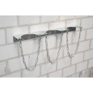 BAUER Gasflaschen-Wandhalterung GWH 140-III, Platz für 3 Gasflaschen bis ø 140 mm, L 640 x B 90 x H 50 mm, feuerverzinkt, mit Kettensicherung