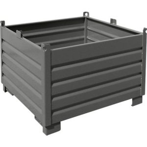 Bauer Sammelbehälter-System SBS 1000, L 1200 x B 1200 x H 850 mm, bis zu 3-fach stapelbar, lackiert, mit Transportwagen, mausgrau RAL 7005