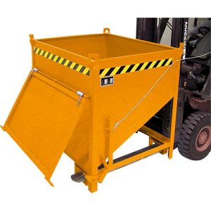 Bauer Silobehälter SGK 75, Zugseil-Entleerung, L 1000 x B 1200 x H 1170 mm, 0,75 m³, bis 1000 kg, Stahl, Gelborange