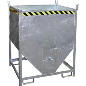 Bauer Silobehälter SGS 100, mit Schieberverschluss, L 1000 x B 1200 x H 1495 mm, 1 m³, bis 1500 kg, Stahl, feuerverzinkt