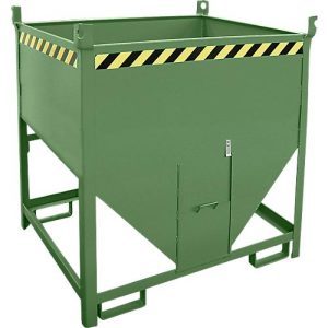 Bauer Silobehälter SGS 75, mit Schieberverschluss, L 1000 x B 1200 x H 1260 mm, 0,75 m³, bis 1000 kg, Stahl, Resedagrün