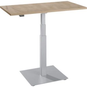 Beistelltisch Set Up, elektrisch höhenverstellbar, Monosäule, B 1000 x T 600 x H 635-1285 mm, Wildeiche/weißalu