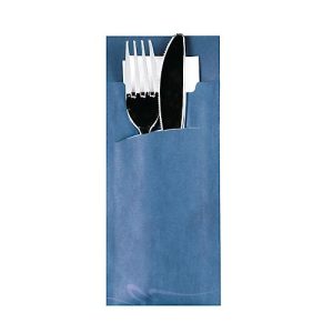 Bestecktaschen Papstar, inkl. weißer Serviette, 520 Stk., B 85 x H 200 mm, Papier, blau