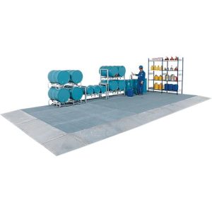 Bodenauffangwanne ASECOS, Stahl verzinkt, 210 l Auffangvolumen, B 2500 x T 1000 x H 123 mm, 450 kg Radlast
