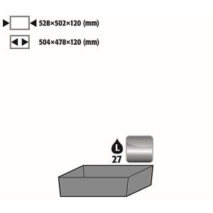 Bodenauffangwanne Standard für asecos Sicherheitsschränke der S-30 und K-30 Serie, Edelstahl 1.4301, B 528 x T 502 x H 120 mm, 27 l