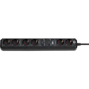 Brennenstuhl Eco-Line WiFi-Steckdosenleiste 6-fach, 2 x 2 schaltbare Steckdosen, 2 Permanent-Steckdosen, App- und Sprachsteuerung, 1,5 m Kabel, L 450 x B 50 x T 100 mm, schwarz