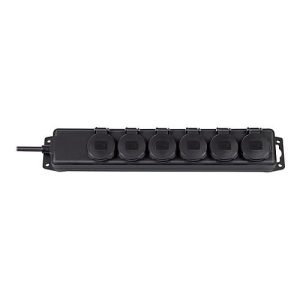 brennenstuhl Extension socket IP44 6-way black 2m H07RN-F 3G1,5 – Steckdosenleiste – Wechselstrom 230 V – Ausgangsanschlüsse: 6 – 2 m Schnur
