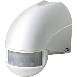 Brennenstuhl Infrarot-Bewegungsmelder PIR 180, Innen-/Außenbereich, 180° Erfassungswinkel, 12 m Reichweite, IP44, 230 V, einstellbare Einschaltdauer, B 65 x H 90 mm, weiß