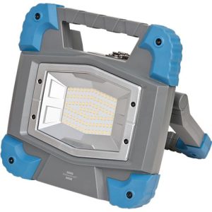 Brennenstuhl LED Akku Arbeitsstrahler BS 5000 MA, 5000K, mobil, 3 Schaltstufen, USB-Ladebuchse, Bosch 18V Akku kompatibel, IP55, blau/grau