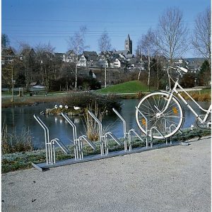 Bügelparker, 1-seitig, für Reifen bis B 55 mm, B 2250 x T 415 x H 560 mm, Stahl feuerverzinkt, 6 Einstellplätze, zerlegt