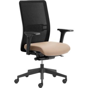 Bürostuhl WIKI, mit Armlehnen, Netz-Rücken, Gestell Kunststoff, beige