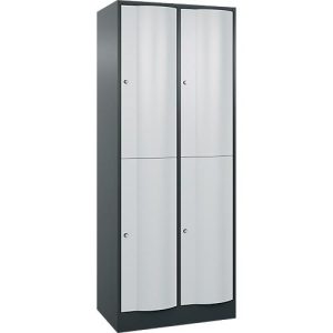 C+P Garderobenspind Resisto, 2 Abteile, 4 Fächer, B 772 x T 540 x H 1950 mm, Anthrazitgrau/Lichtgrau