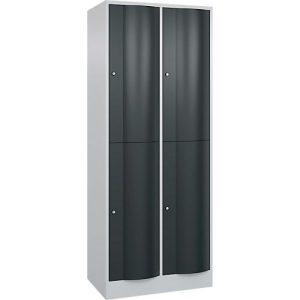 C+P Garderobenspind Resisto, 2 Abteile, 4 Fächer, B 772 x T 540 x H 1950 mm, Lichtgrau/Anthrazitgrau