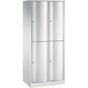 C+P Garderobenspind Resisto, 2 Abteile, 4 Fächer, B 772 x T 540 x H 1950 mm, Lichtgrau/Clowngrün