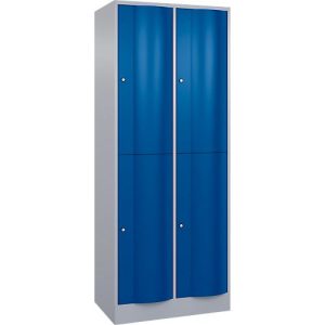 C+P Garderobenspind Resisto, 2 Abteile, 4 Fächer, B 772 x T 540 x H 1950 mm, Weißalu/Enzianblau