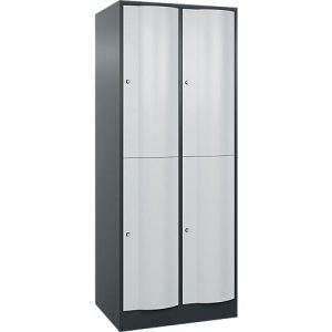 C+P Garderobenspind Resisto, 2 Abteile, 4 Fächer, B 772 x T 640 x H 1950 mm, Anthrazitgrau/Lichtgrau