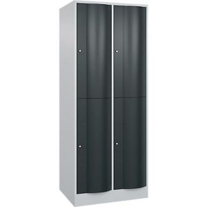 C+P Garderobenspind Resisto, 2 Abteile, 4 Fächer, B 772 x T 640 x H 1950 mm, Lichtgrau/Anthrazitgrau