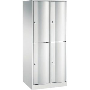 C+P Garderobenspind Resisto, 2 Abteile, 4 Fächer, B 772 x T 640 x H 1950 mm, Lichtgrau/Clowngrün