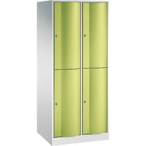 C+P Garderobenspind Resisto, 2 Abteile, 4 Fächer, B 772 x T 640 x H 1950 mm, Lichtgrau/Enzianblau