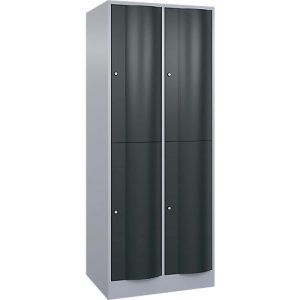 C+P Garderobenspind Resisto, 2 Abteile, 4 Fächer, B 772 x T 640 x H 1950 mm, Weißalu/Anthrazitgrau