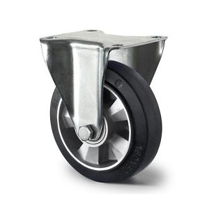 CASCOO Bockrolle BAF4, mit Rad-ø 160 mm x B 50 mm, Aluminium-Felge, Elastik-Lauffläche, schwarz, Doppelkugellager, bis 400 kg