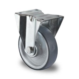 CASCOO Bockrolle P2V2, mit Rad-ø 100 mm x B 32 mm, Polypropylen-Felge, Elastomer-Lauffläche, grau, Rollenlager, bis 100 kg