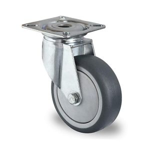 CASCOO Lenkrolle P2T2, mit Rad-ø 75 mm x B 25 mm, Polypropylen-Felge, Elastomer-Lauffläche, grau, Kugellager, bis 75 kg