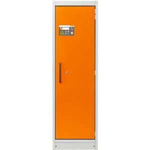 Cemo Sicherheitsschrank Typ 90 PROline 6/20, selbstschließende Türen, Anschlag rechts, B 600 x T 600 x H 1950 mm, 33 Liter, grau/orange