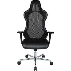 Chefsessel Open Chief Premium, mit Armlehnen, Synchronmechanik, Muldensitz, Kopfstütze, schwarz/alusilber